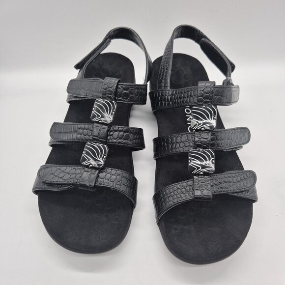 Vionic Women's Sandals Size 9 EU 40 Black Strappy Croc Print (191 ) - Picture 6 of 9